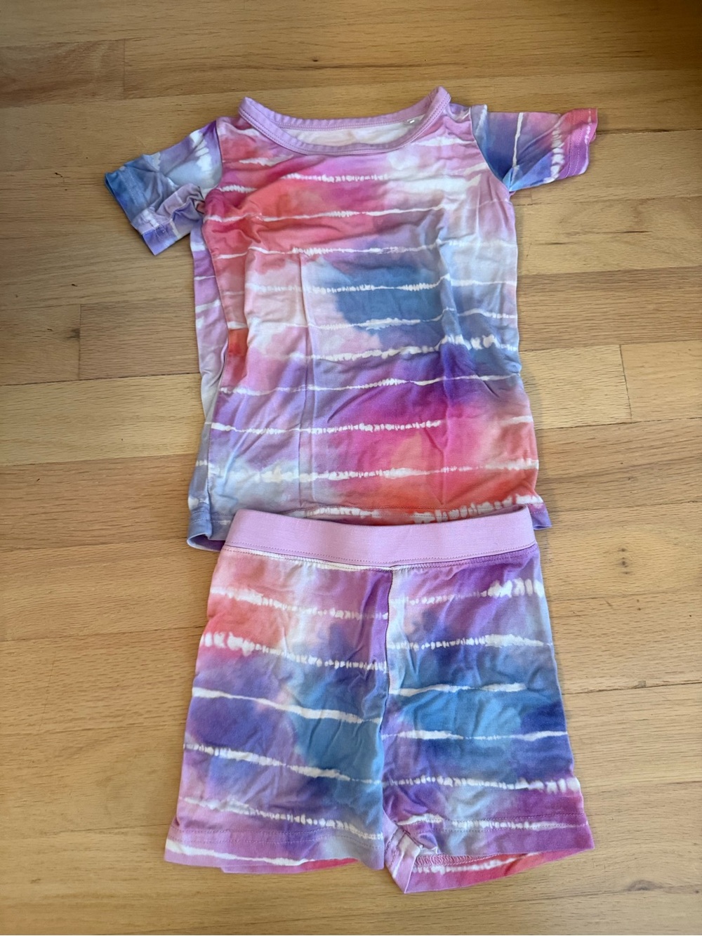 Little Sleepies Tie-Dye Short Pajama Set in Pink, Purple & Blue